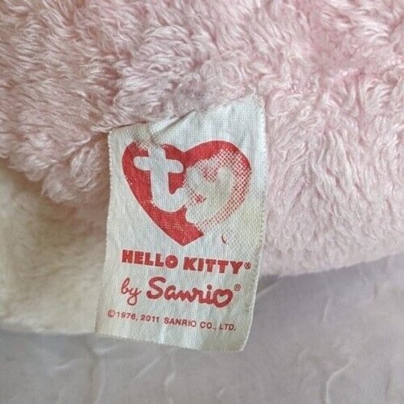 Ty Pluffies Hello Kitty Plush Pastel Sanrio Stuffed Animal Pink Overalls 2011 8" - Picture 3 of 12